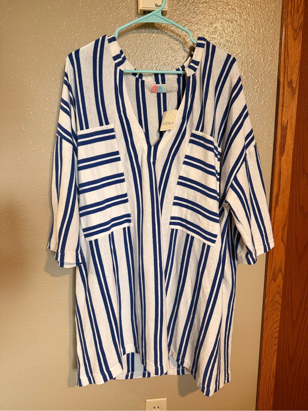 Blue & White Striped Women's Coverup